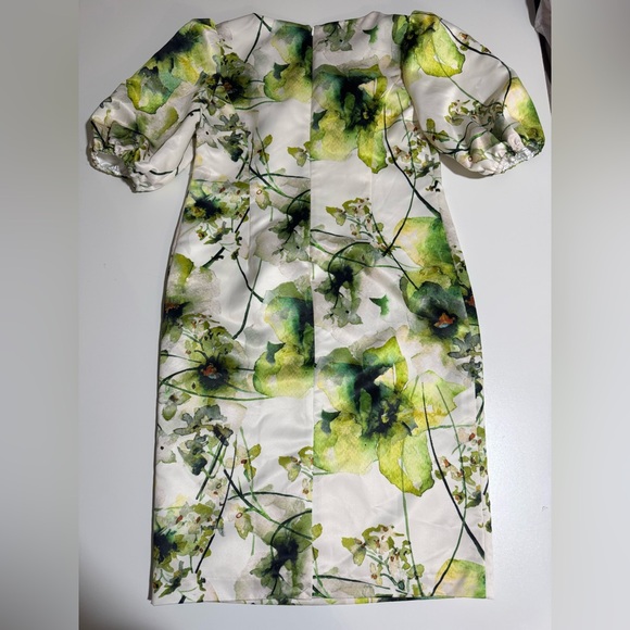 Midnight Velvet Green and Yellow Floral Midi Dress - Picture 7 of 12